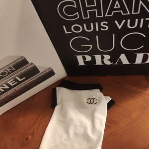 White Doggy Tee with Black Trim and Emblem